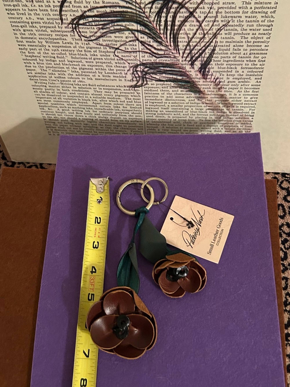 Patricia Nash (NWT) Authentic Leather Double Flower Key Holder or Bag Charm - Picture 4 of 5